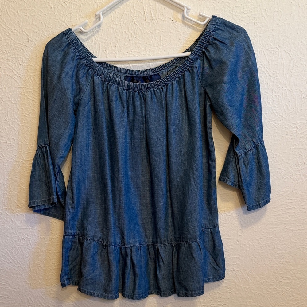 💎💎💎BOGOHO💎💎💎Women's Denim Blue Off-Shoulder Top-XS